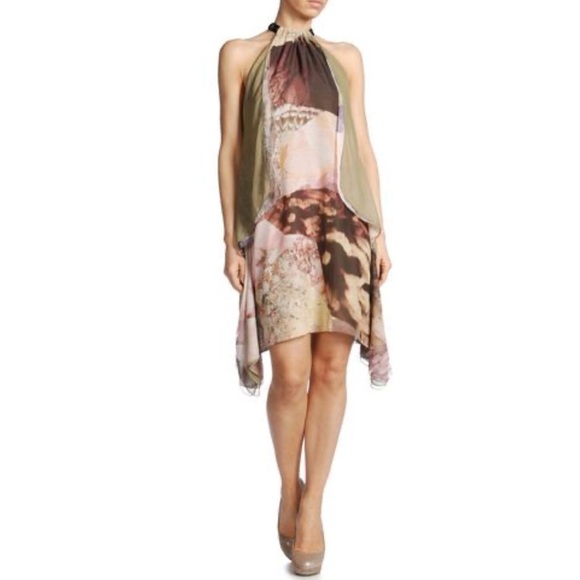 Diesel Dresses & Skirts - Diesel D-Emile Halter Abstract Print Ash Rose Leather Strap Dress